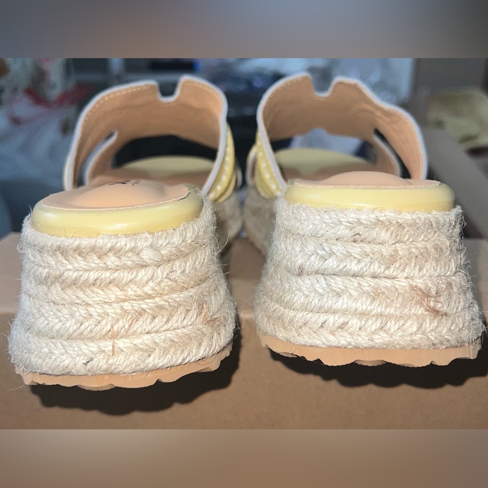 NWOT  Butter Yellow Espadrille Slide Sandals size 6.5 EU 37 No box - Picture 7 of 8
